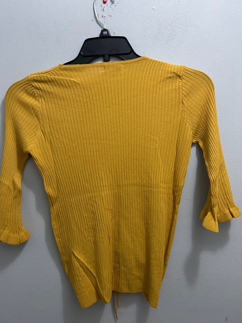 Verte Ribbed V-Neck Drawstring Top - Mustard - Picture 2 of 5